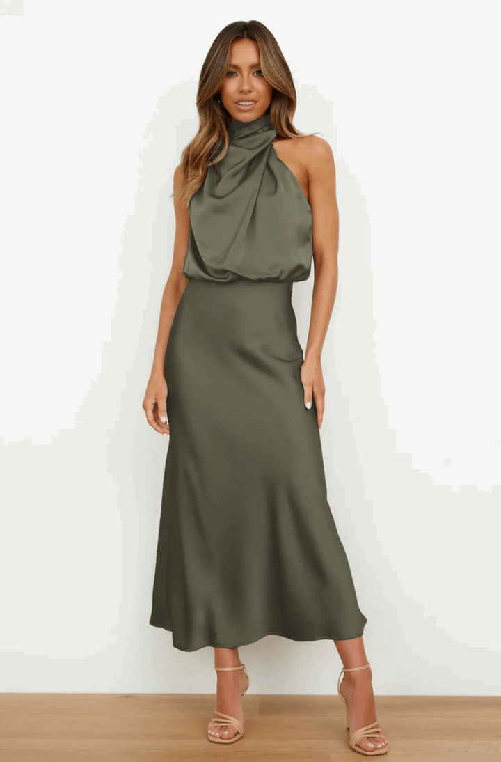 THE LARISSA DRESS - LEGER GROEN